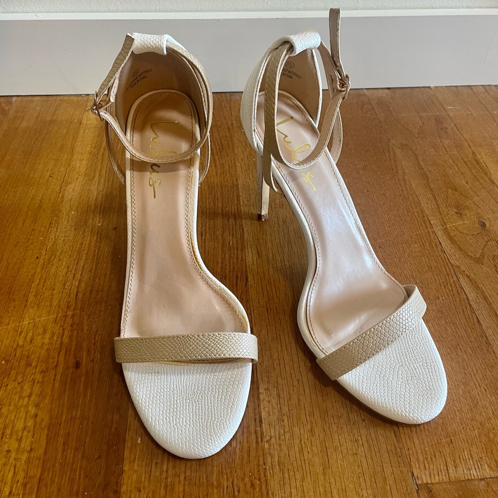 Lulus Heels White and Tan